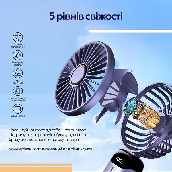 Фото - Вентилятор портативний XOKO F03 Green (XK-F03-GR)