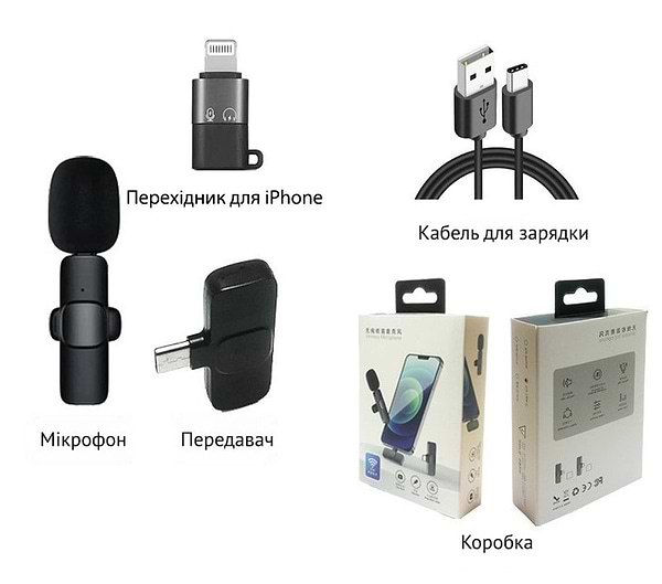 Фото - Уценка - Микрофон для смартфона XOKO K9 с адаптером Lightning-Type-C (XK-K9BK)