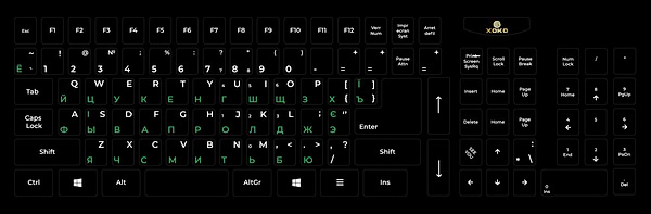Фото - Наліпки на клавіатуру XOKO 109 клавіш Укр./Англ./Рос. (XK-KB-STCK-BG)