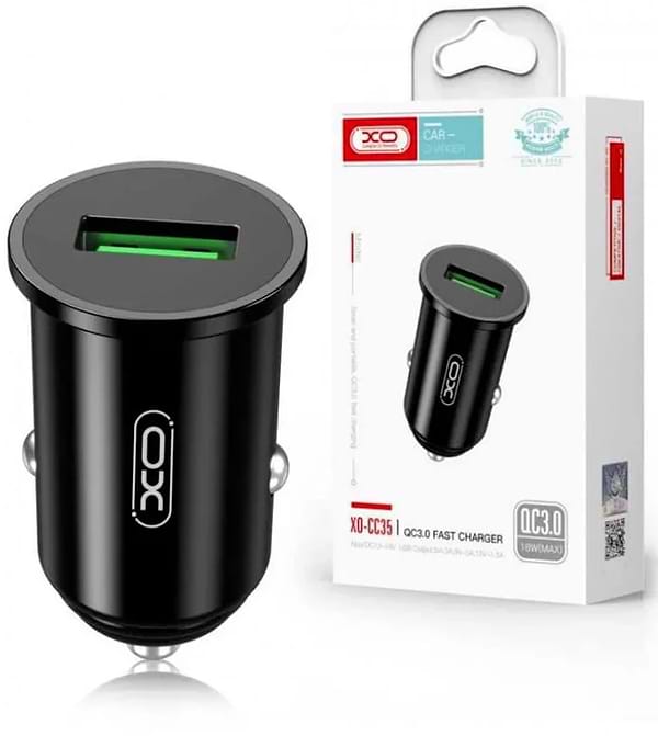 Фото - Автомобільний зарядний пристрій XO QC 3.0 CC35 18W/1USB Black (XO-CC35-BK)