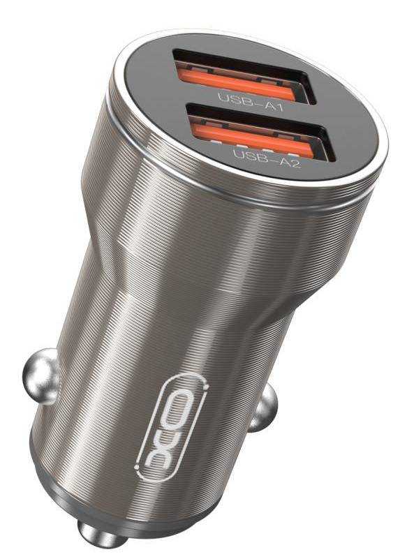 Фото - Автомобильное зарядное устройство XO + кабель Lightning CC48 Smart Metal 2USB, 2.4A Grey (XO-CC48i-GR)