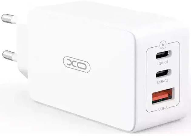 Мережевий зарядний пристрій XO CE13 PD65W GaN (2Type-C/1USB) White (XO-CE13-WH) - Фото 1
