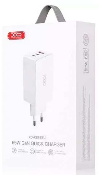 Фото - Мережевий зарядний пристрій XO CE13 PD65W GaN (2Type-C/1USB) White (XO-CE13-WH)
