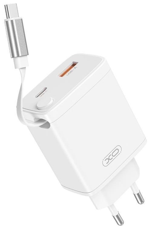 Фото - Сетевое зарядное устройство XO CE31 30W Gallium Nitride Fast Charger з Retractable Кабелем (1USB-A +1USB-C+1TYPE-C cable) (XO-CE31)