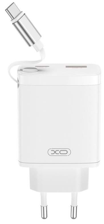 Фото - Сетевое зарядное устройство XO CE31 30W Gallium Nitride Fast Charger з Retractable Кабелем (1USB-A +1USB-C+1TYPE-C cable) (XO-CE31)