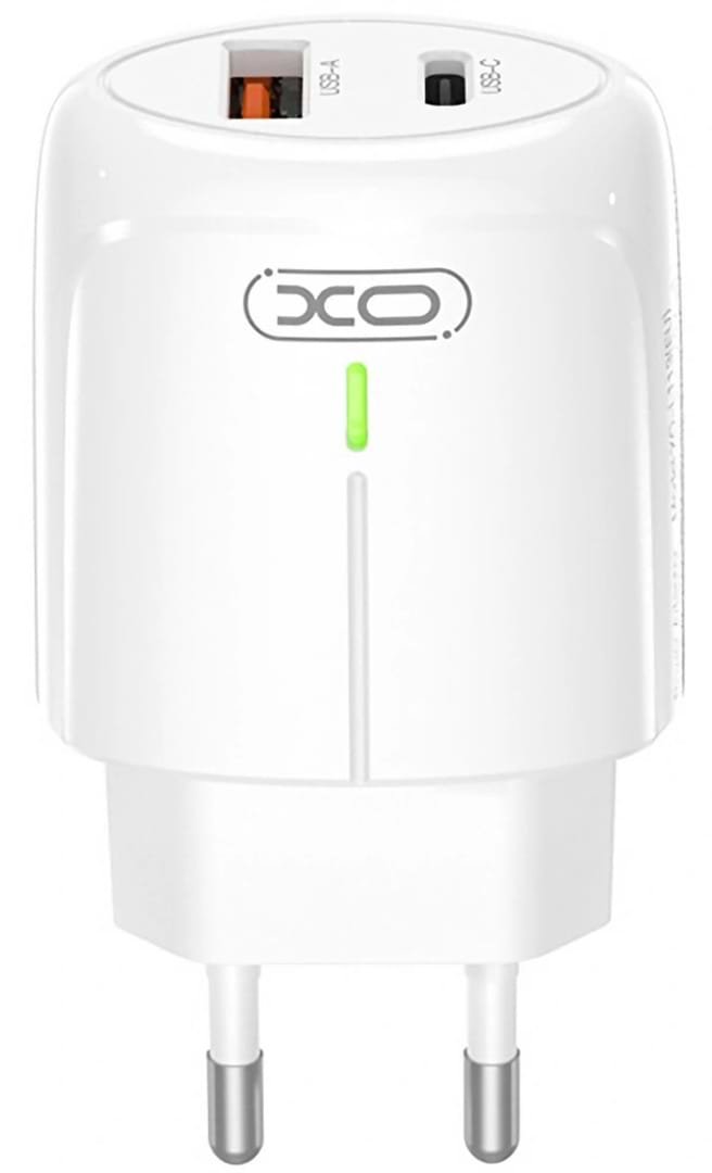 Мережевий зарядний пристрій XO L114 PD20W/QC18W Charger with LED white (XO-L114)