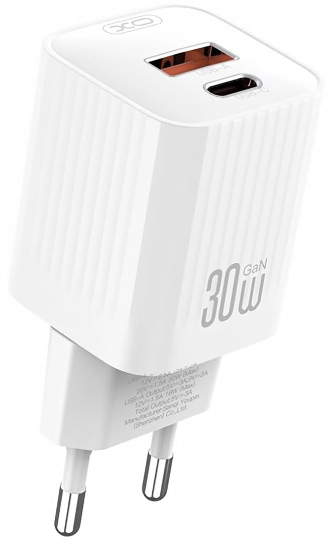 Мережевий зарядний пристрій XO L149 PD30W 1USB-A+1USB-C Charger white (XO-L149)