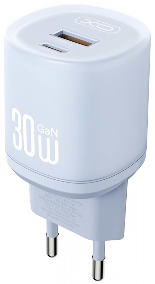 Мережевий зарядний пристрій XO L151 30W 1USB-A+1USB-C blue (XO-L151-Blue)