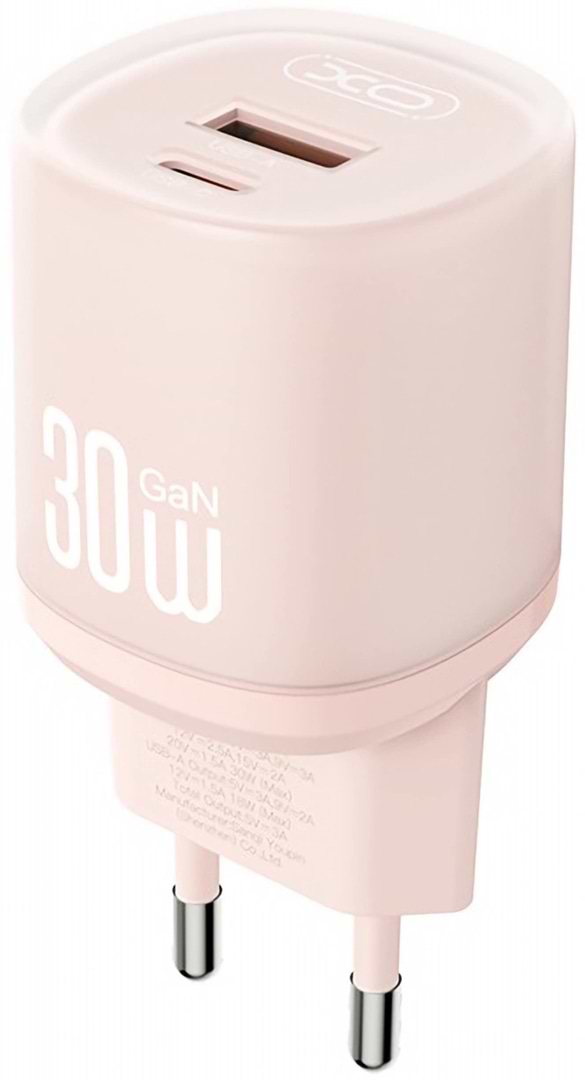 Мережевий зарядний пристрій XO L151 30W 1USB-A+1USB-C pink (XO-L151-Pink)