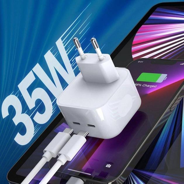 Фото - Сетевое зарядное устройство XO QC 3.0 XO L102 35W/2 USB-C White (без кабеля Type-C)