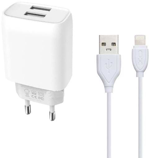 Сетевое зарядное устройство XO L57 2.4A/2USB + lightning (XO-L57-LGHT)