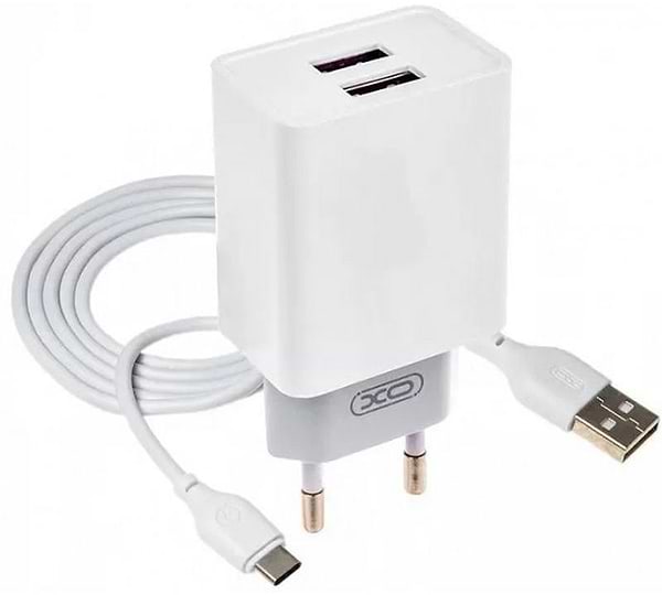 Фото - Мережевий зарядний пристрій XO L65 адаптер 2USB / 2.4А + Type-C White (XO-L65-TC)