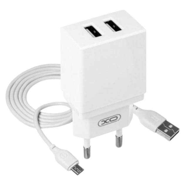 Мережевий зарядний пристрій XO L75 2USB/2.4A +MicroUSB (XO-L75-M) - Фото 1