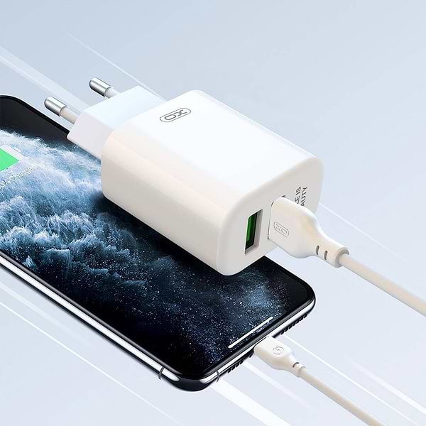 Фото - Сетевое зарядное устройство XO QC 3.0 XO L85 18W/1USB + microUSB White (XO-L85m-WH)