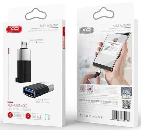 Фото - Переходник XO USB 2.0 to microUSB Black (XO-NB149G-BK)