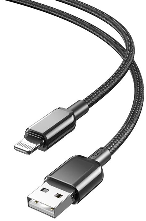 Кабель XO NB249 5A PVC Shiny Colorful USB-A to Lightning Data Cable 1m, black (XO-NB249A-Black)