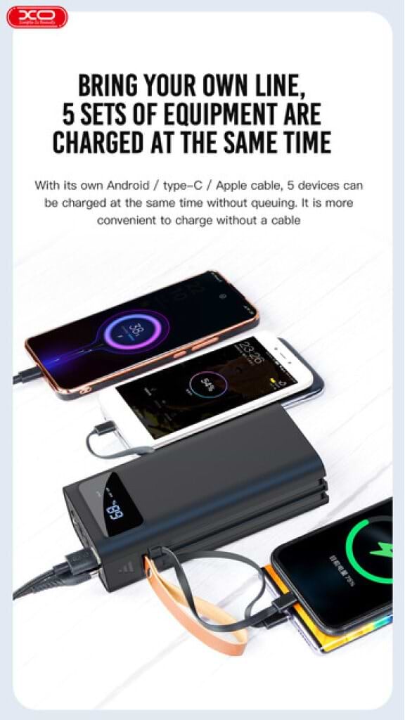 Фото - Батарея мобільна XO 30000mAh + кабель 3в1 (XO-PR142-BK)