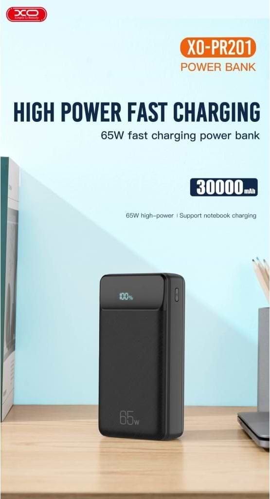 Фото - Батарея мобільна XO 30000 mAh PD65W for laptop Black (PR201)
