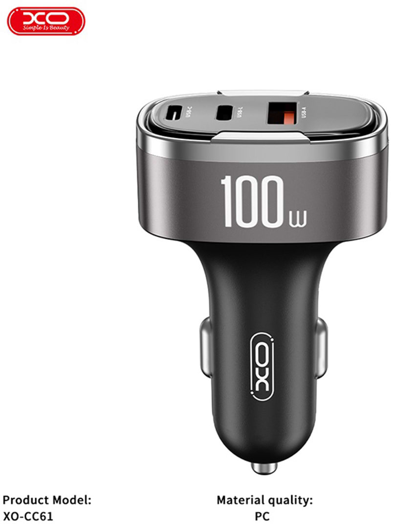 Автомобільний зарядний пристрій XO CC61 Smart 100W/USB-A (XO-CC61)