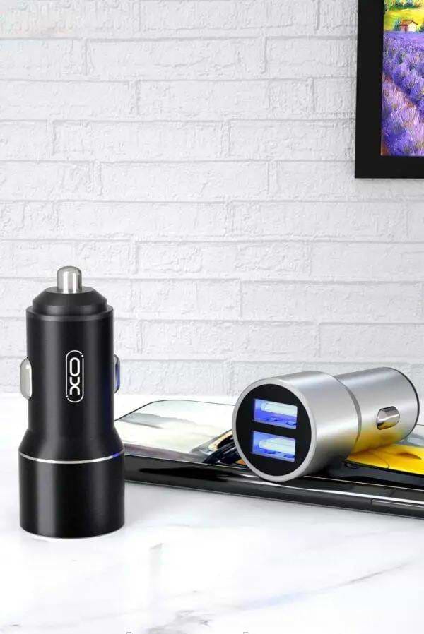 Фото - Автомобільний зарядний пристрій XO TZ09 2.4A/2 USB + кабель lightning Black (XO-TZ09L-BK)
