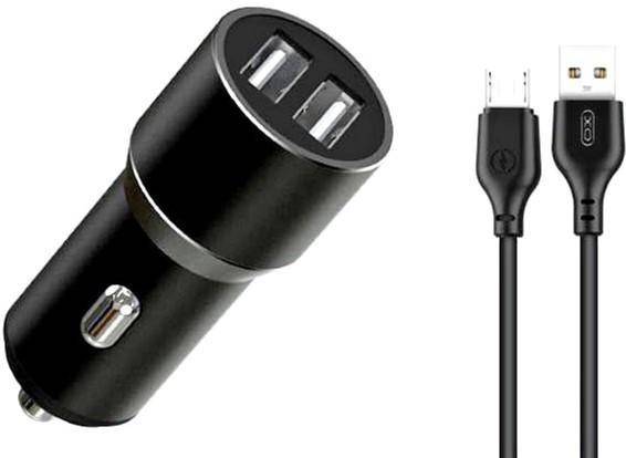 Фото - Автомобільний зарядний пристрій XO TZ09 2.4A/2 USB + кабель microUSB Black (XO-TZ09M-BK)