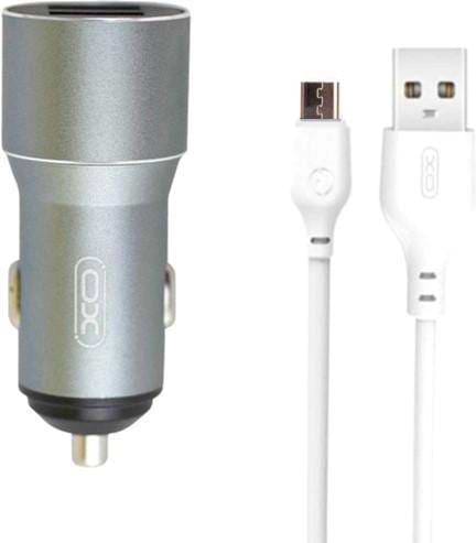 Автомобильное зарядное устройство XO TZ09 2.4A/2 USB + кабель microUSB Grey (XO-TZ09M-GR)