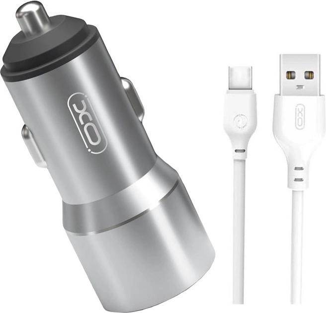 Фото - Автомобільний зарядний пристрій XO TZ09 2.4A/2 USB + кабель Type-C Grey (XO-TZ09T-GR)