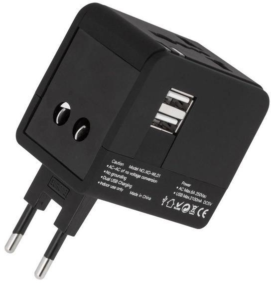 Сетевое зарядное устройство XO WL-01 EU-US-UK Black (XO-WL-01-BK)