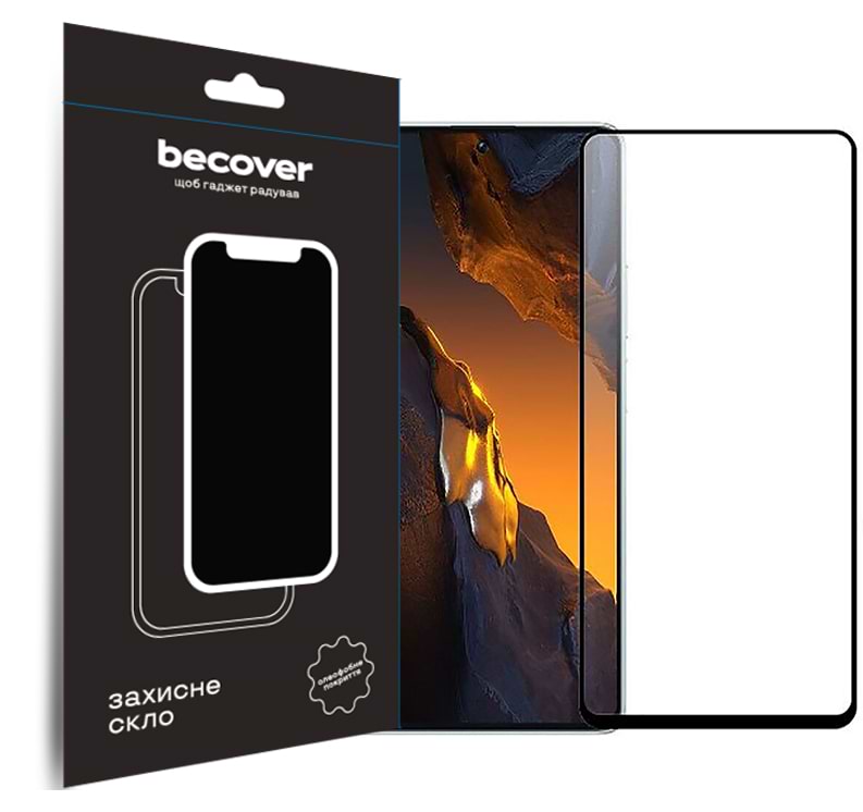 Захисне скло для смартфону BeCover Poco F5 Black (709743) - Фото 1
