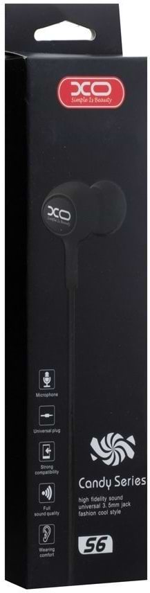 Фото - Навушники вкладиші дротові XO S6 with mic Black