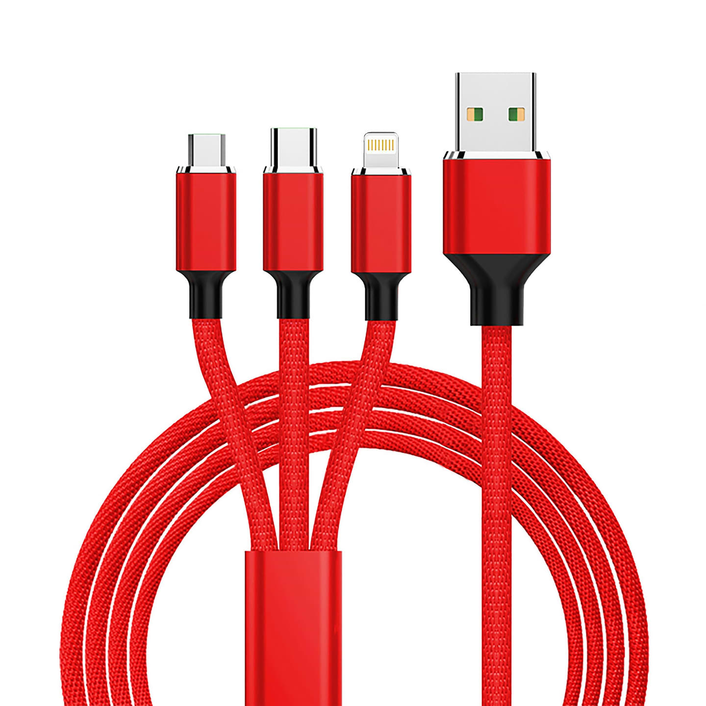 Кабель XOKO SC-330 Red 3 в 1 - Lightning Micro USB Type-C 1.20 м (SC-330-RD) - Фото 1