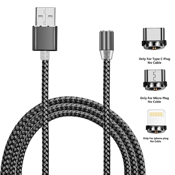 Фото - Кабель XOKO SC-350 Magneto Grey 3 в 1 - Lightning Micro USB Type-C 1.20m (SC-350MGNT-GR)