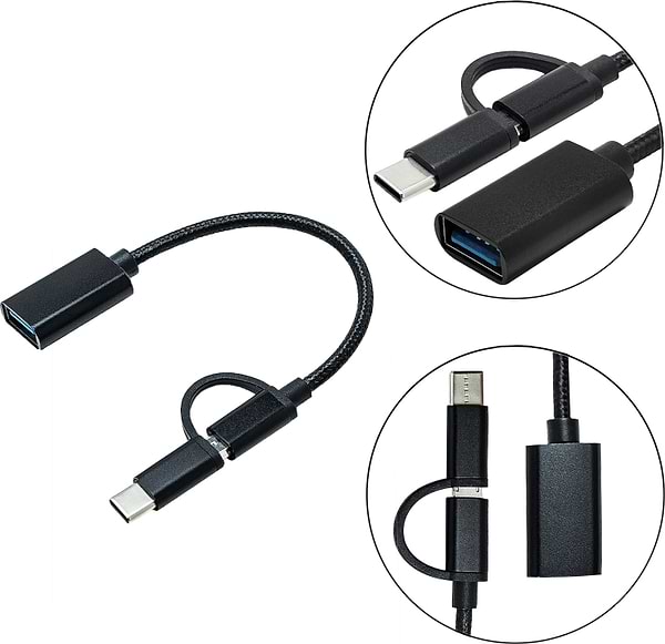 Фото - Переходник XOKO AC-150 2 в 1 USB 3.0 - MicroUSB & USB Type-C с кабелем Black (AC-150-BK)