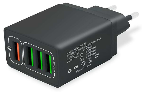 Фото - Мережевий зарядний пристрій XOKO QC-405 4 USB 6.2A Black (QC-405-BK)