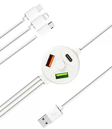 Хаб USB XOKO USB - 2X USB, PD - Apple Lightning/MicroUSB/USB Type-C White (SC-3300WT)