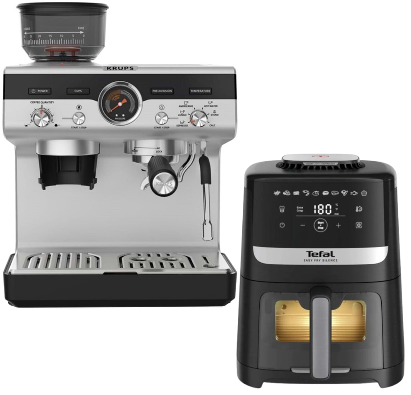Комплект техніки Кавоварка Krups XP804T10 PRECISION+ Мультипіч Tefal EY5568E0 EASY FRY SILENCE XL
