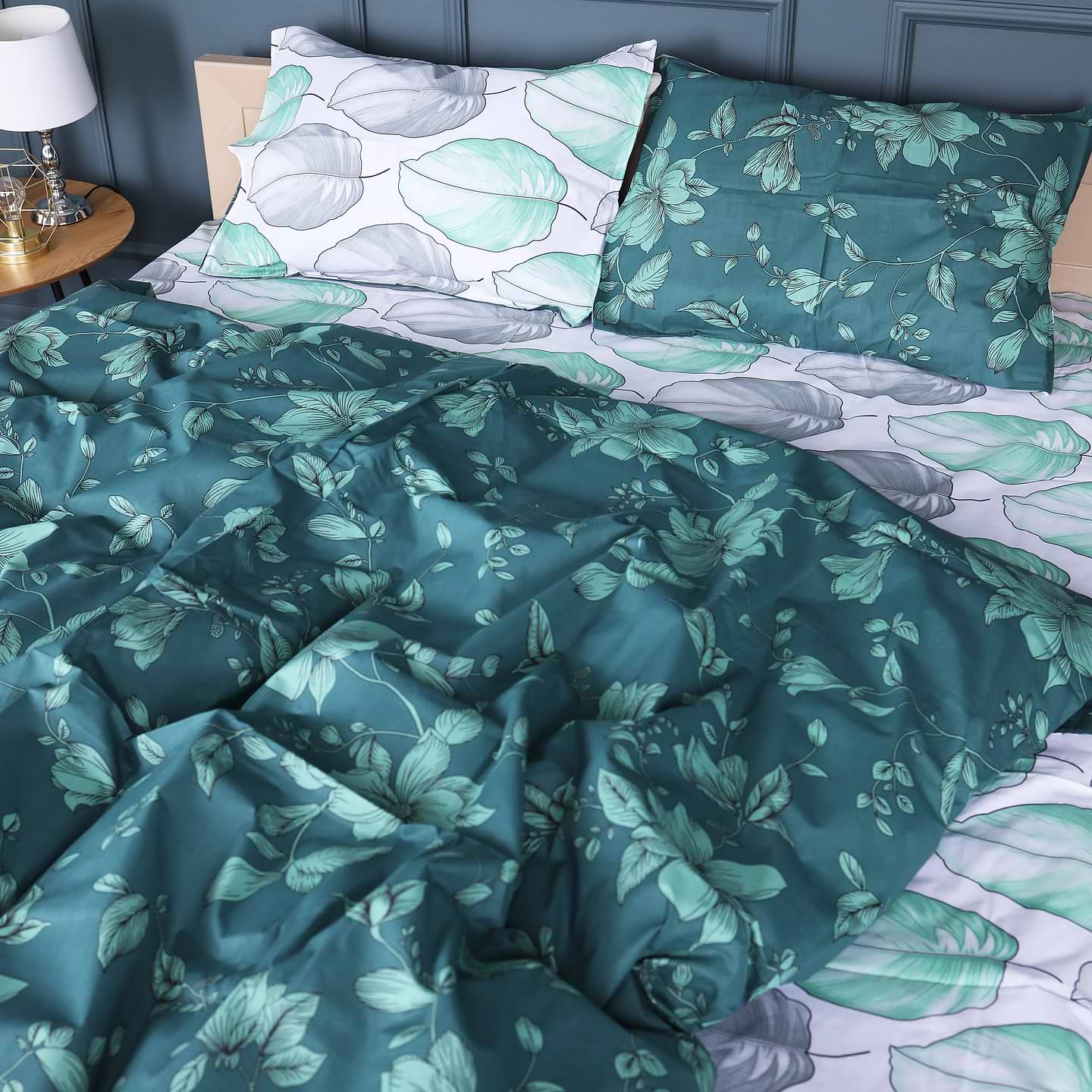 Комплект постільної білизни MirSon 175х210 см 17-0718 Emerald Foliage Бязь (2200010684940)