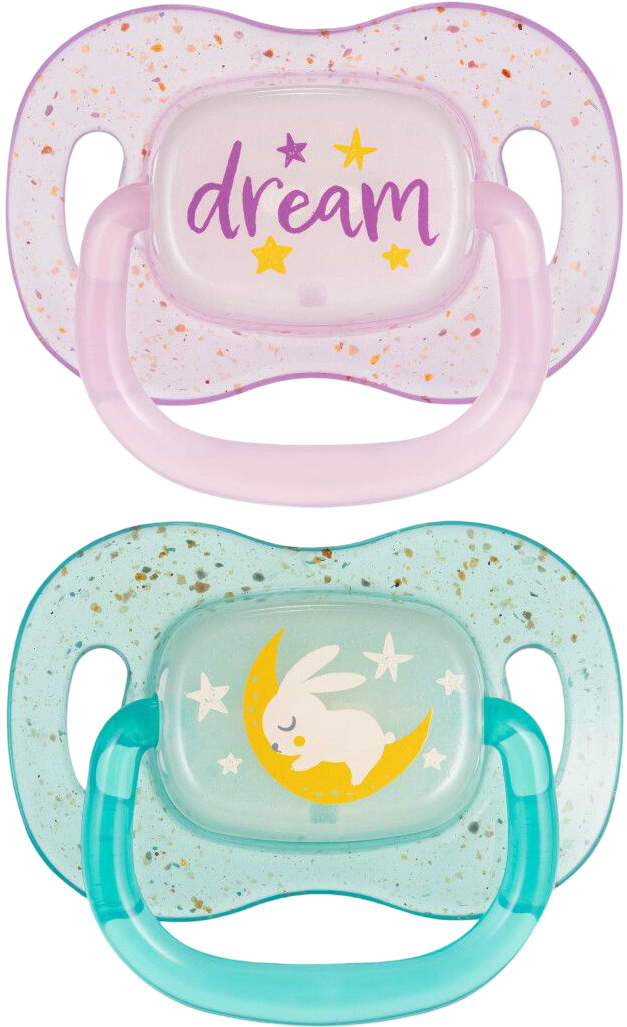 Симетрична пустушка Canpol babies 0-6 міс NightGlow 2 шт. - рожева (34/942_pin)