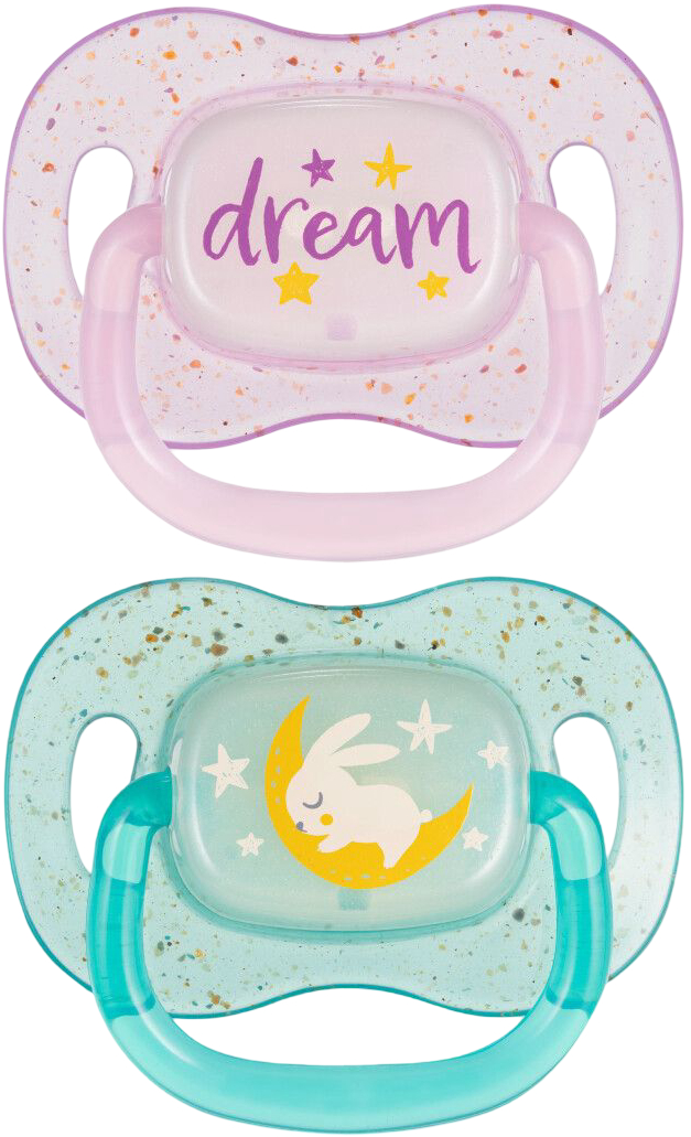 Симетрична пустушка Canpol babies 6-18 міс NightGlow 2 шт. - рожева (34/943_pin)