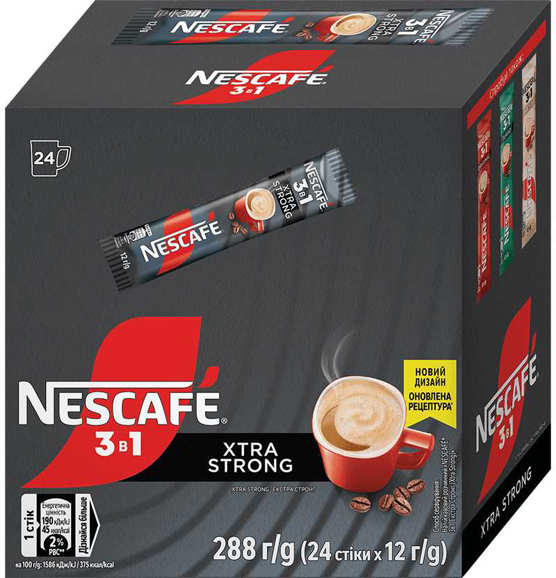 Кава розчинна Nescafe 3в1 Xtra Strong 24 стіки по 12 г