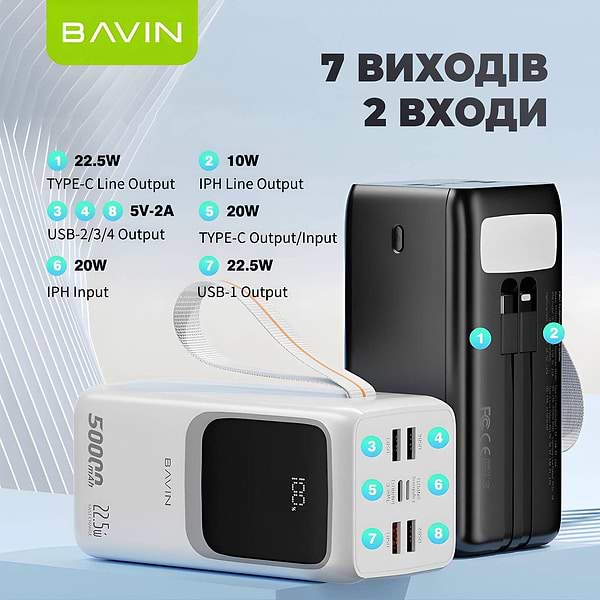 Фото - Батарея мобільна Bavin PC1032S 50000 mAh FAST CHARGING 22.5W Black (Y-PC1032S BK)