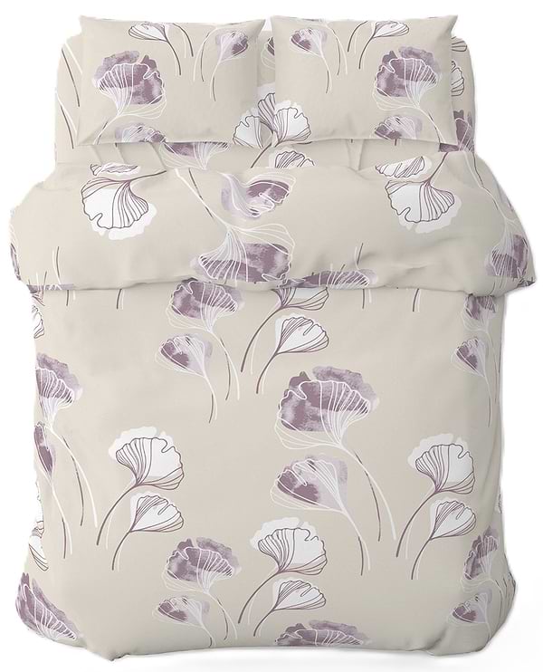 Фото - Комплект постільної білизни Home Line ГІНКО БІЛОБА бязь 143х215 см Щ140 нав. 50х70 Бежево-ліловий (174458)
