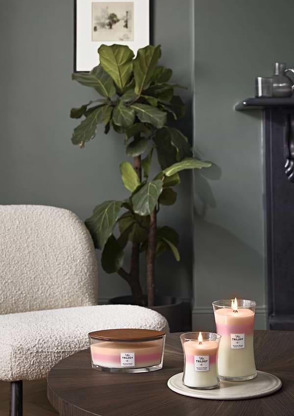 Фото - Свічка скло Woodwick Ellipse Trilogy Blooming Orchard (Квітучий фруктовий сад) 453г (1728615E)