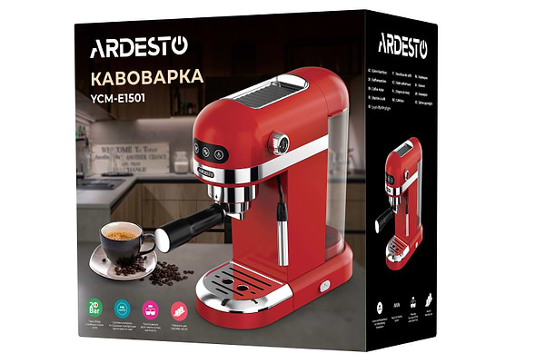 Фото - Уценка - Кофеварка рожковая Ardesto YCM-E1501 Red