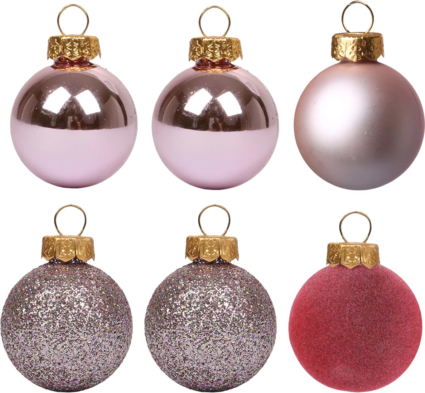 Набір ялинкових іграшок YES! Fun 8 см 6 шт. пудрово-рожевий (975126)