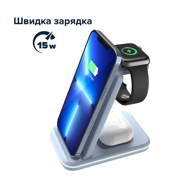 Фото - Беспроводное зарядное устройство Canyon WS-304 3 в 1 QI Blue (CNS-WCS304BL)