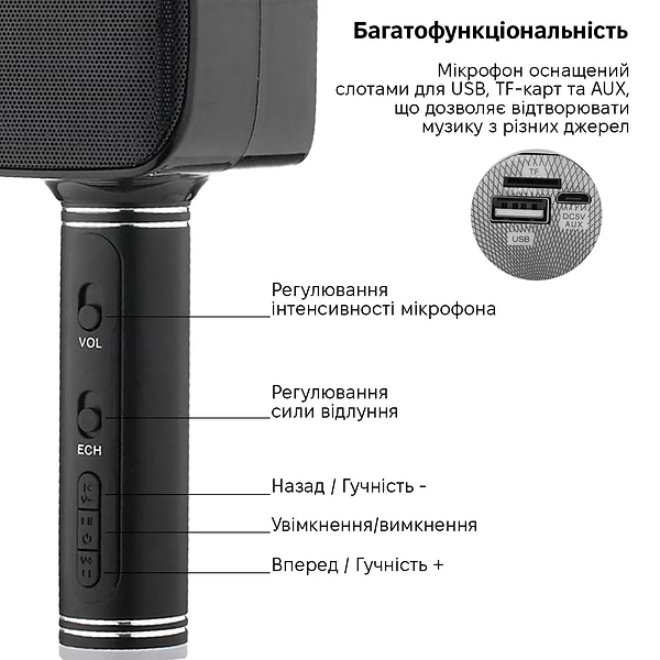 Фото - Мікрофон вокальний бездротовий Magic Karaoke YS-68 Black