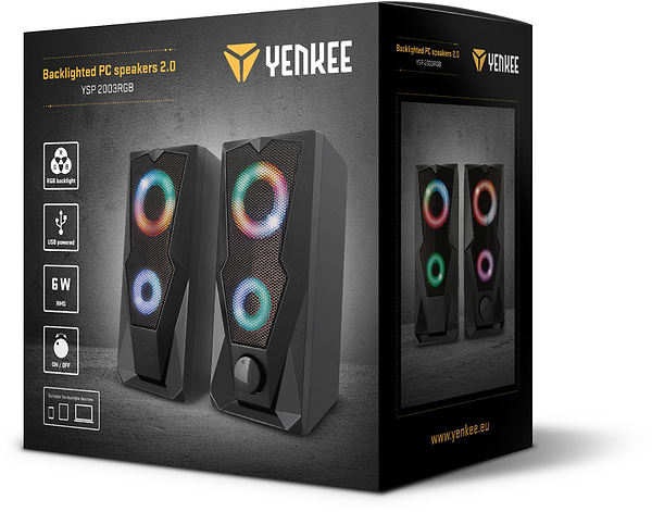 Фото - Комп'ютерна акустика компактна 2.0 YENKEE YSP 2003RGB USB Speaker PC 2.0 Black