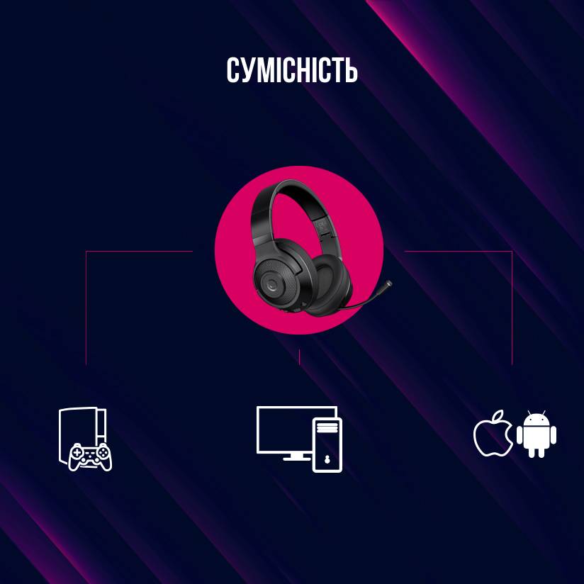 Фото - Гарнитура беспроводная игровая Lorgar Noah 500 Wireless Gaming Black (LRG-GHS500)