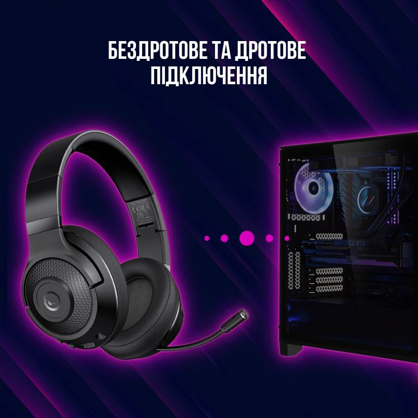 Фото - Гарнитура беспроводная игровая Lorgar Noah 500 Wireless Gaming Black (LRG-GHS500)